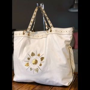GUCCI XL White Leather HYSTERIA Irina Travel Tote